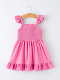 Andrea - Pink Eyelet Girls Ruffle Dress