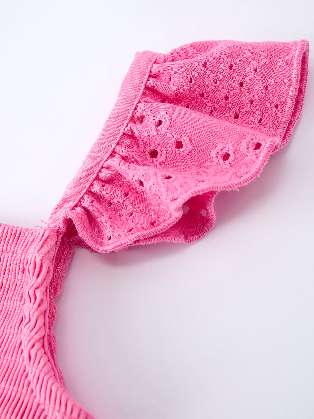 Andrea - Pink Eyelet Girls Ruffle Dress