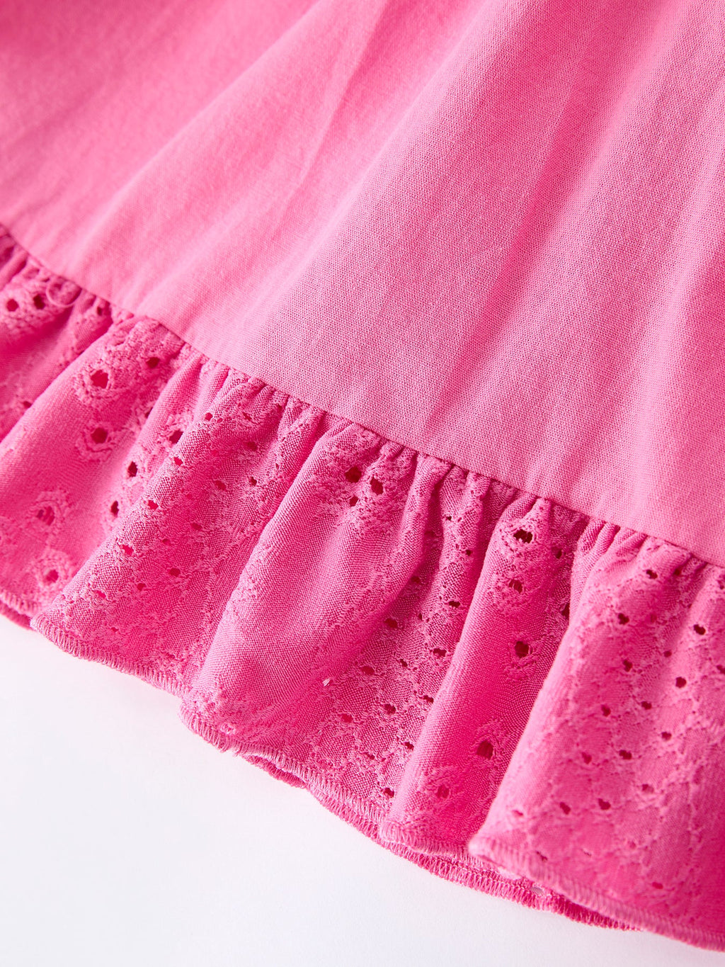 Andrea - Pink Eyelet Girls Ruffle Dress