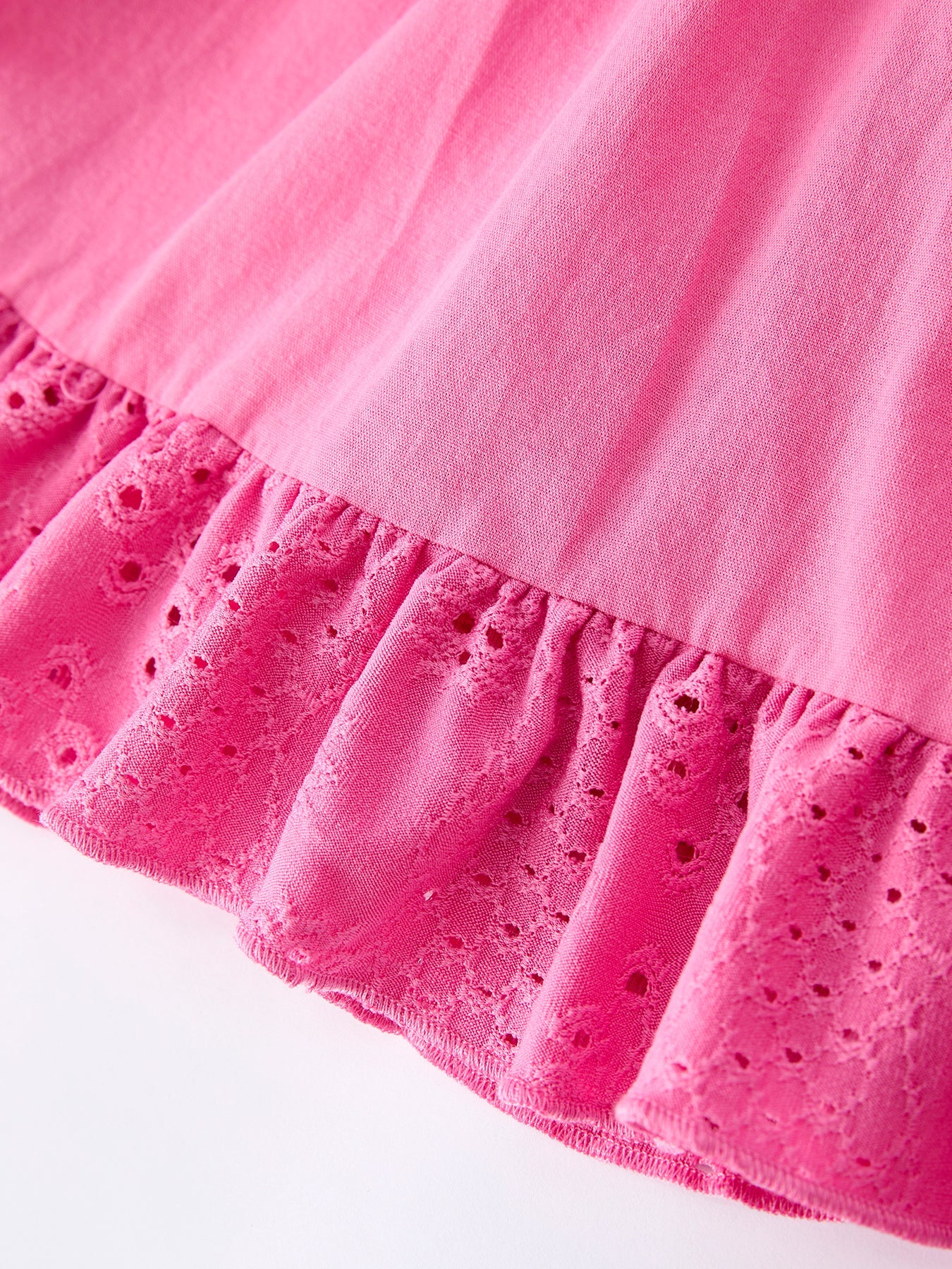 Andrea - Pink Eyelet Girls Ruffle Dress