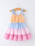 Raya - Colorblock Gingham Girl’s Ruffle Dress