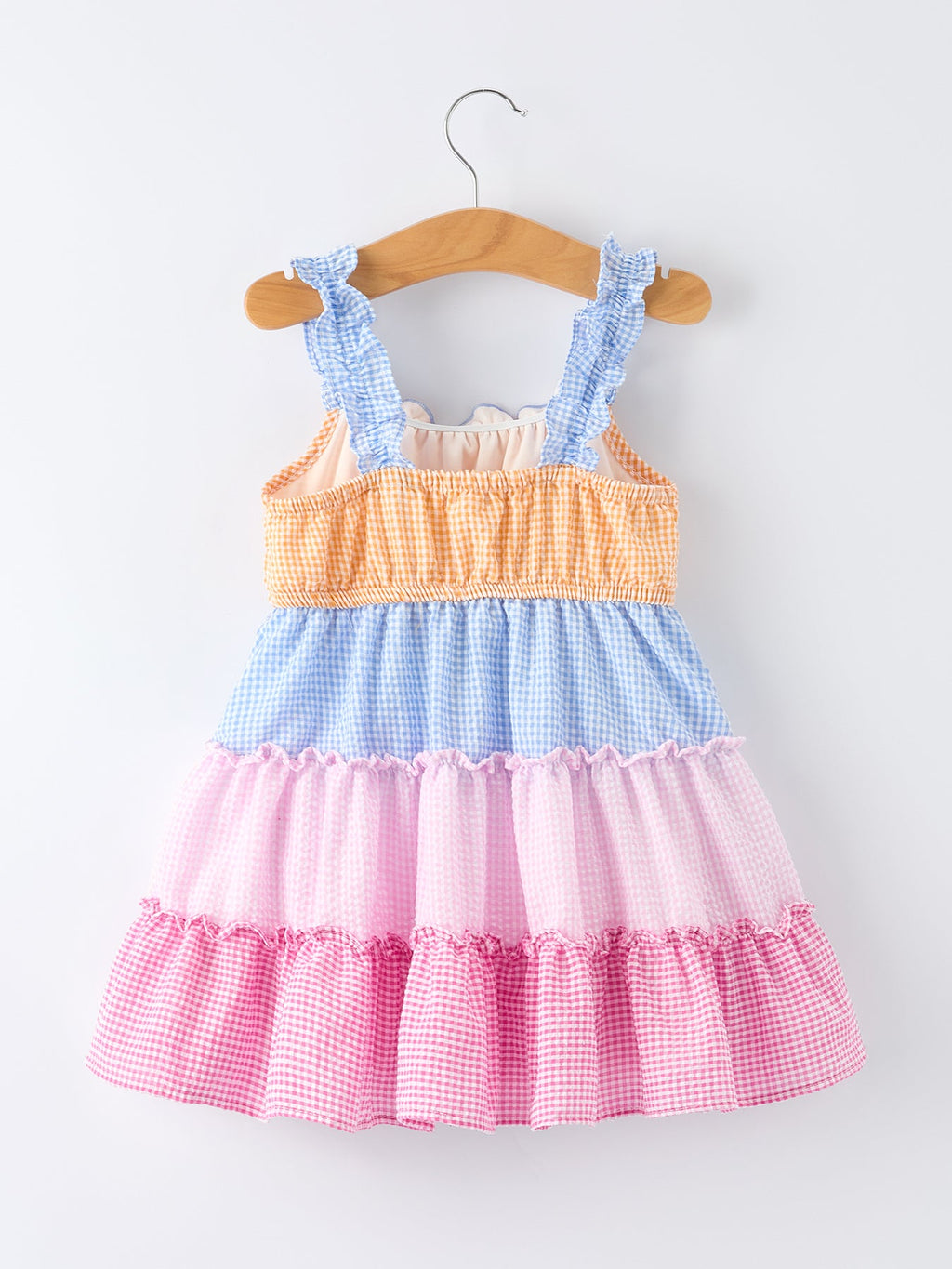 Raya - Colorblock Gingham Girl’s Ruffle Dress