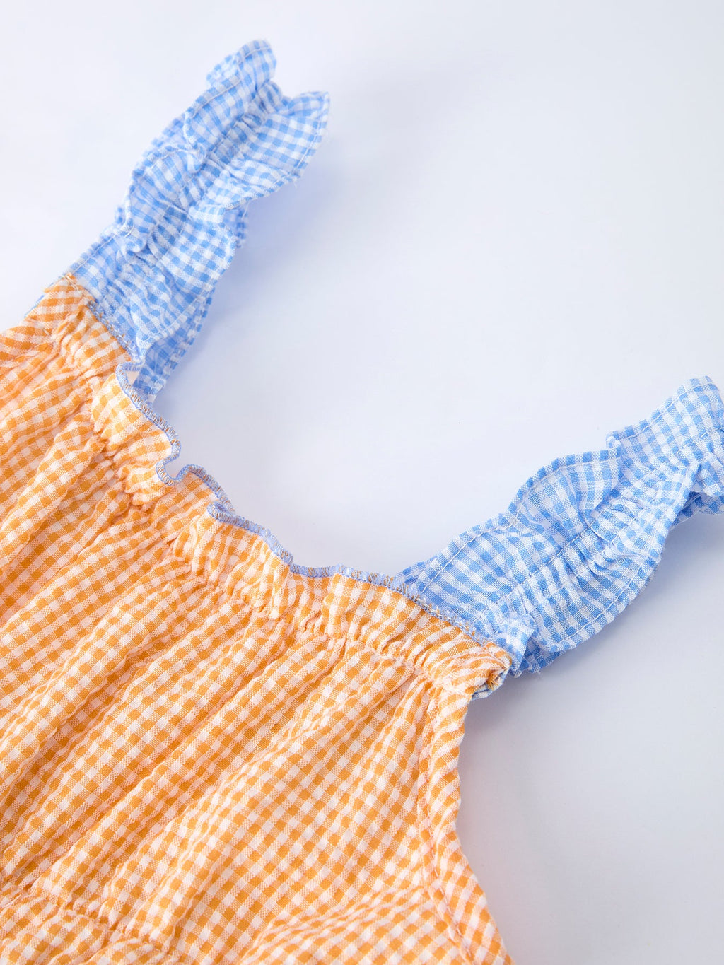 Raya - Colorblock Gingham Girl’s Ruffle Dress