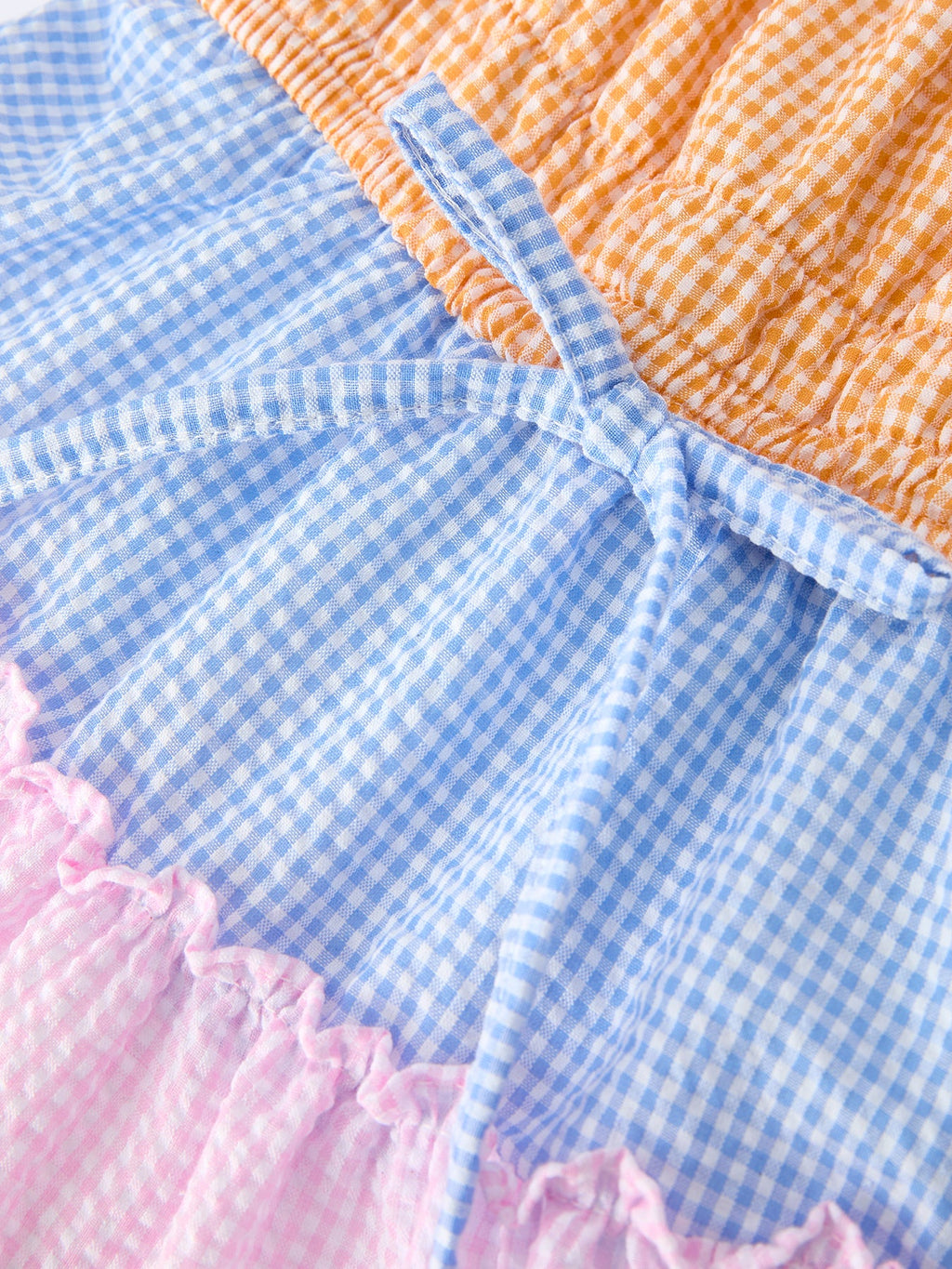 Raya - Colorblock Gingham Girl’s Ruffle Dress