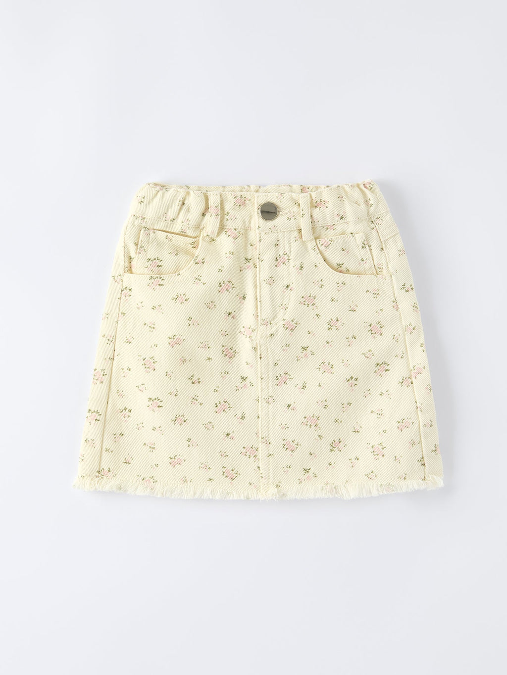 “Flower Girl” Graphic Girl’s Short Sleeve Top & Floral Denim Skirt Set