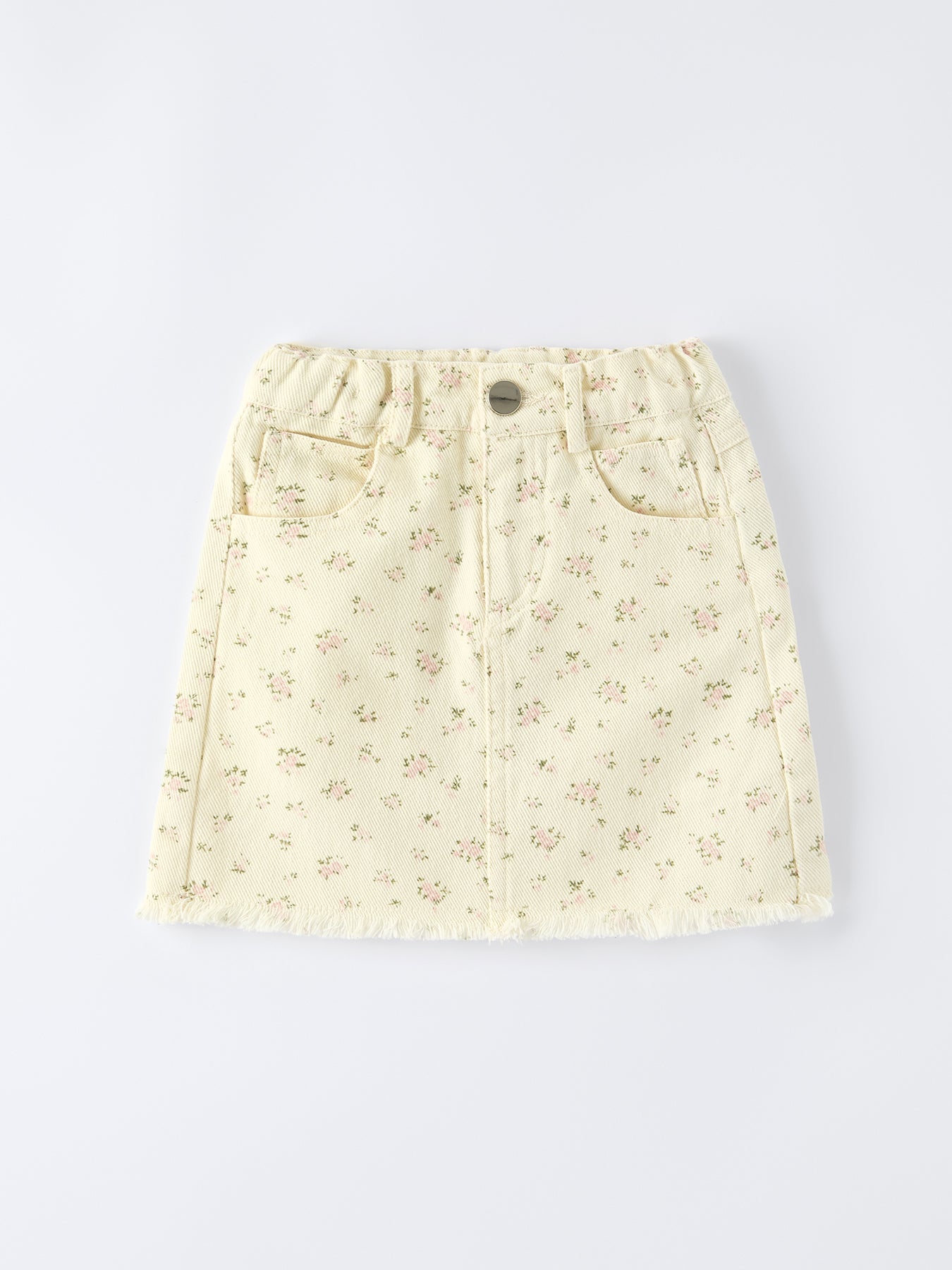 “Flower Girl” Graphic Girl’s Short Sleeve Top & Floral Denim Skirt Set