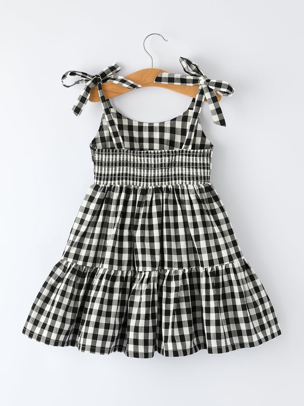 Mommy & Me Plaid Girls’ Ruffle Dress (Black & White)