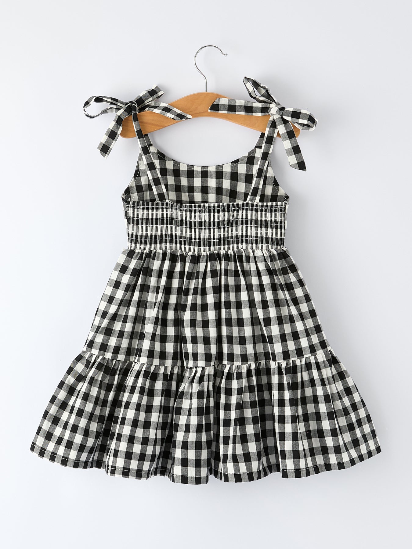 Mommy & Me Plaid Girls’ Ruffle Dress (Black & White)