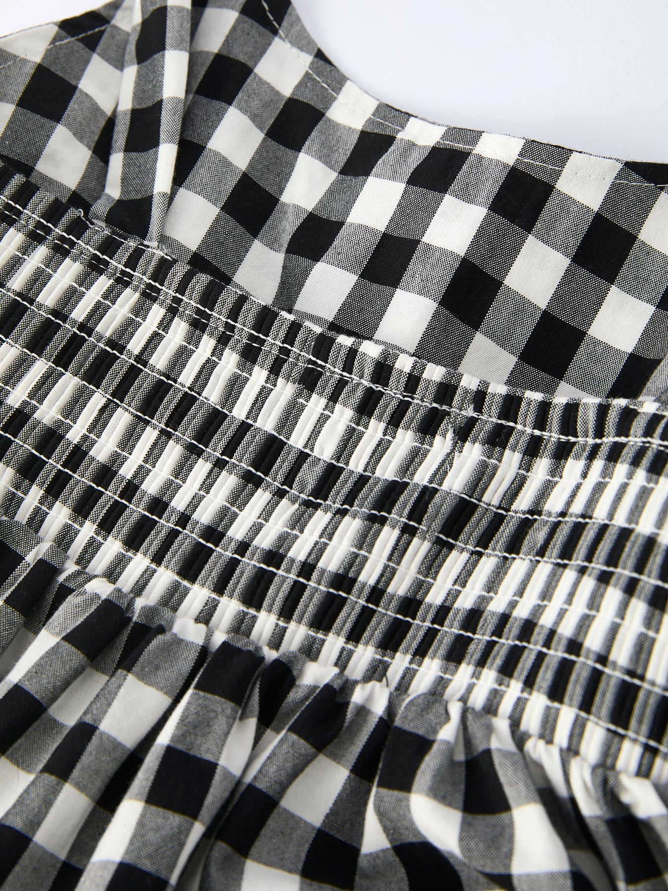 Mommy & Me Plaid Girls’ Ruffle Dress (Black & White)