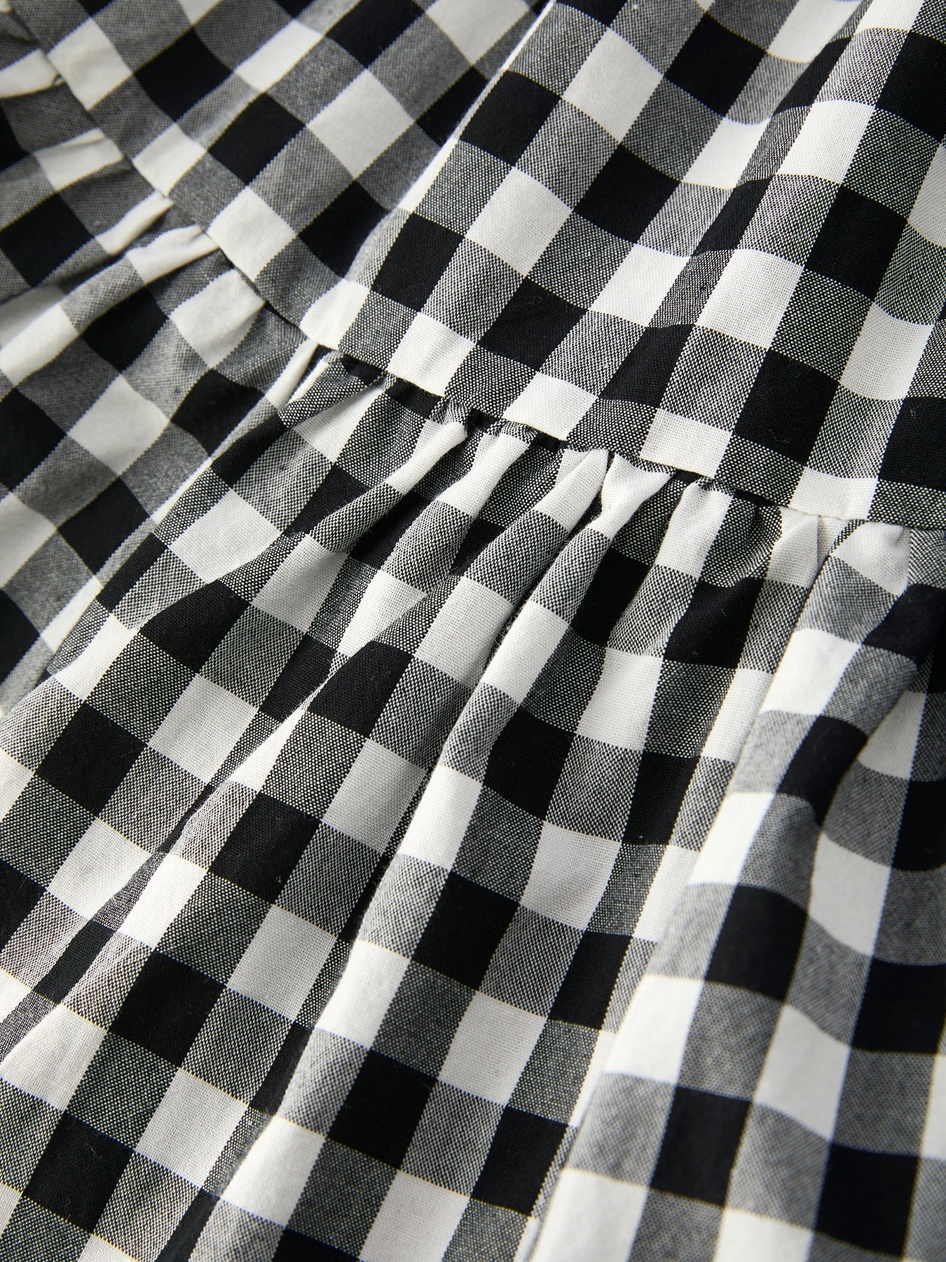 Mommy & Me Plaid Girls’ Ruffle Dress (Black & White)
