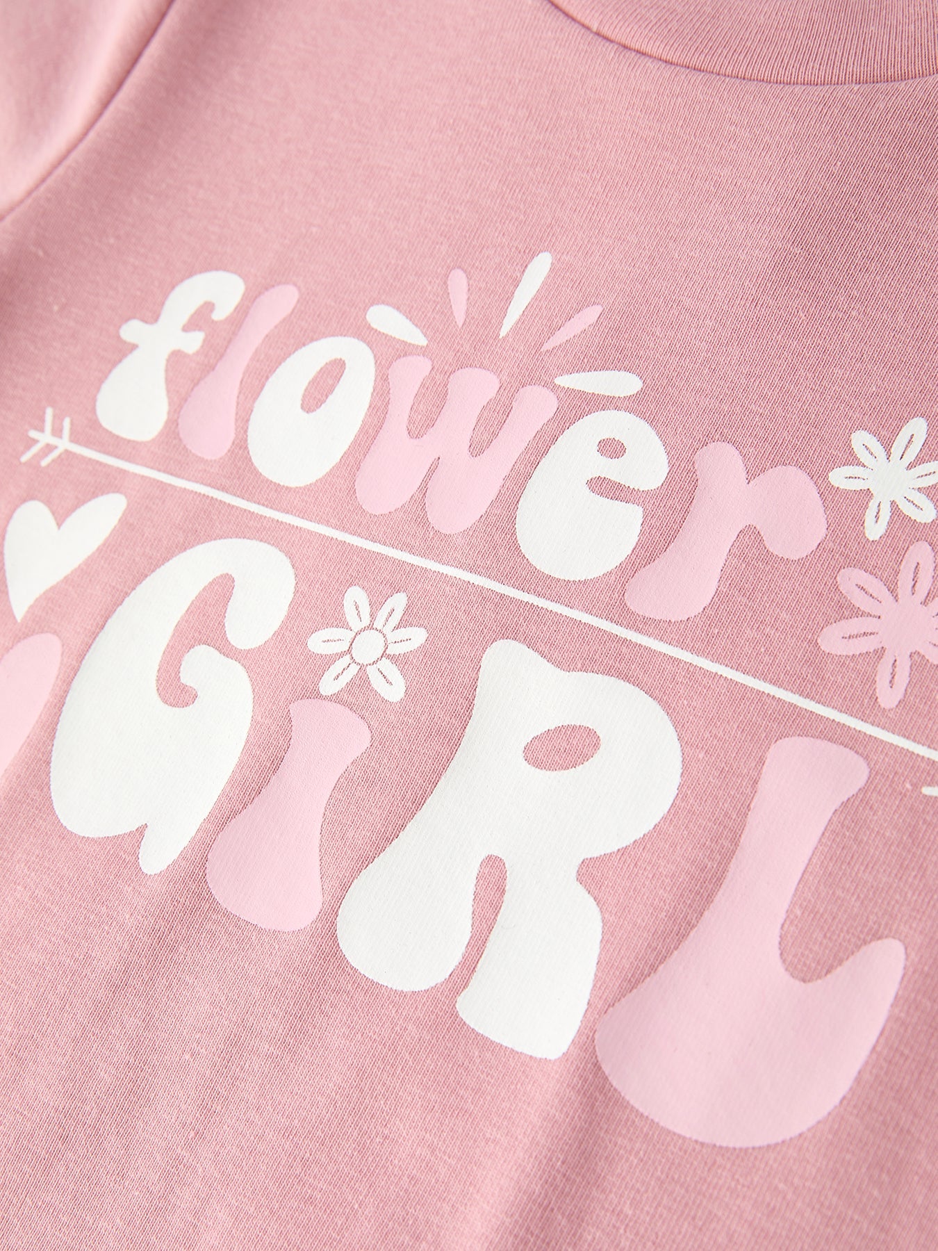 “Flower Girl” Graphic Girl’s Short Sleeve Top & Floral Denim Skirt Set