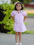 Ellie - Pink Farm Embroidered Girls Dress