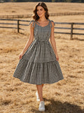 Mommy & Me Adult Plaid Dress (Black & White)
