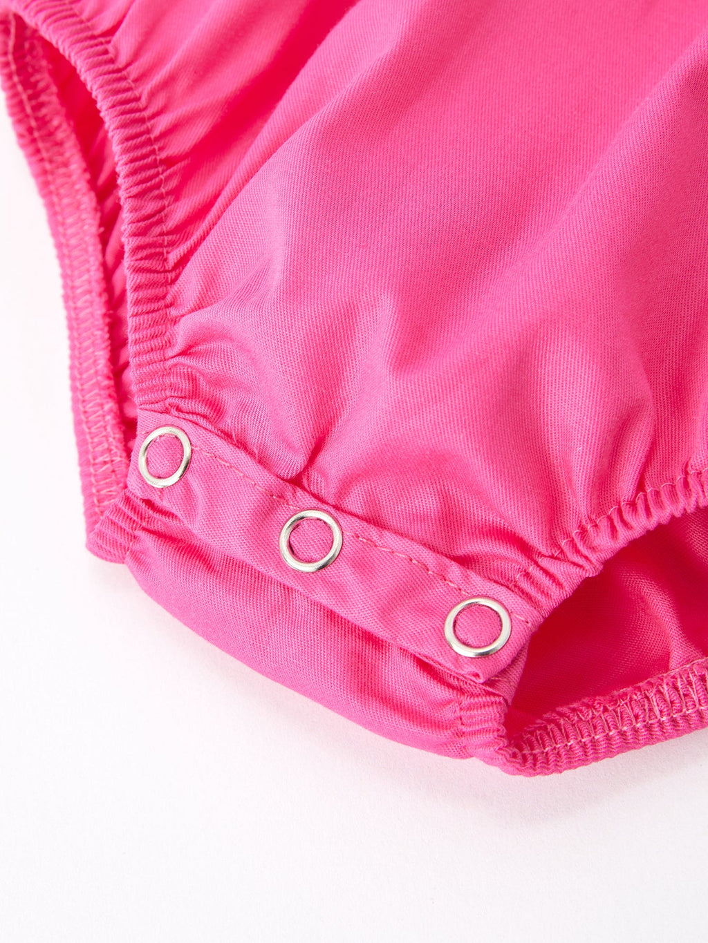 Lila Mini - Girls Bow Embroidery Hot Pink Romper