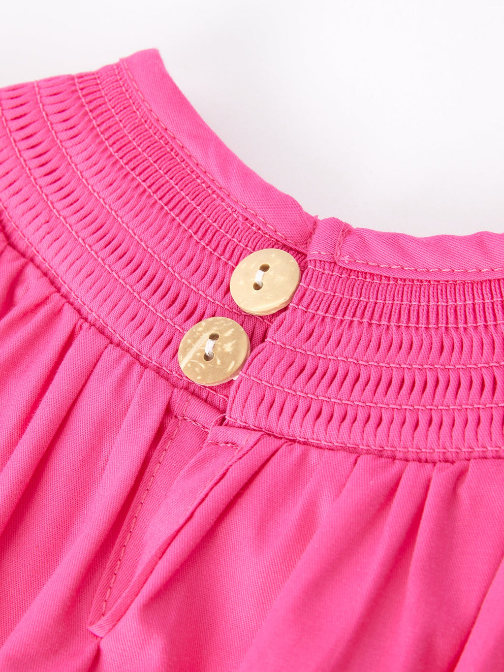 Lila Mini - Girls Bow Embroidery Hot Pink Romper