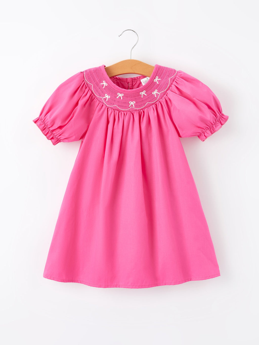 Lila - Bow Embroidery Hot Pink Dress