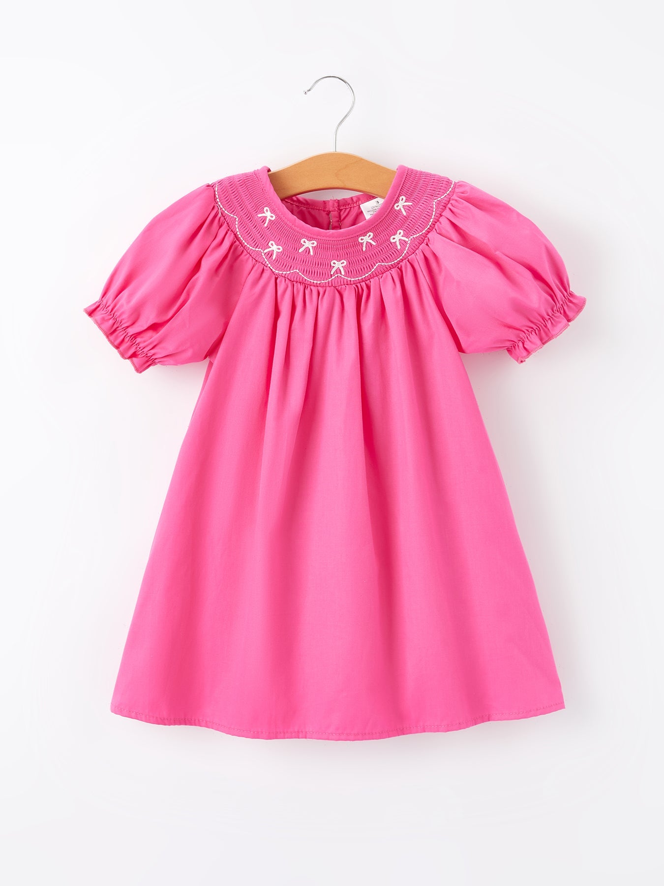 Lila - Bow Embroidery Hot Pink Dress