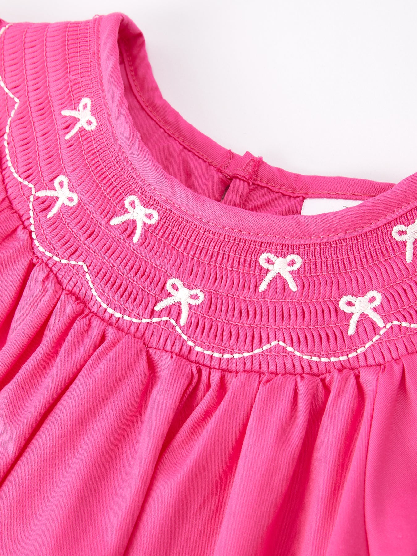 Lila - Bow Embroidery Hot Pink Dress