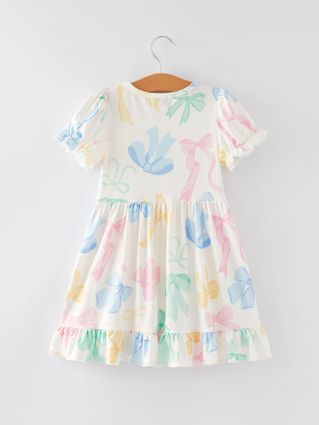 Gianna - Colorful Bow Print Puff Sleeves Dress