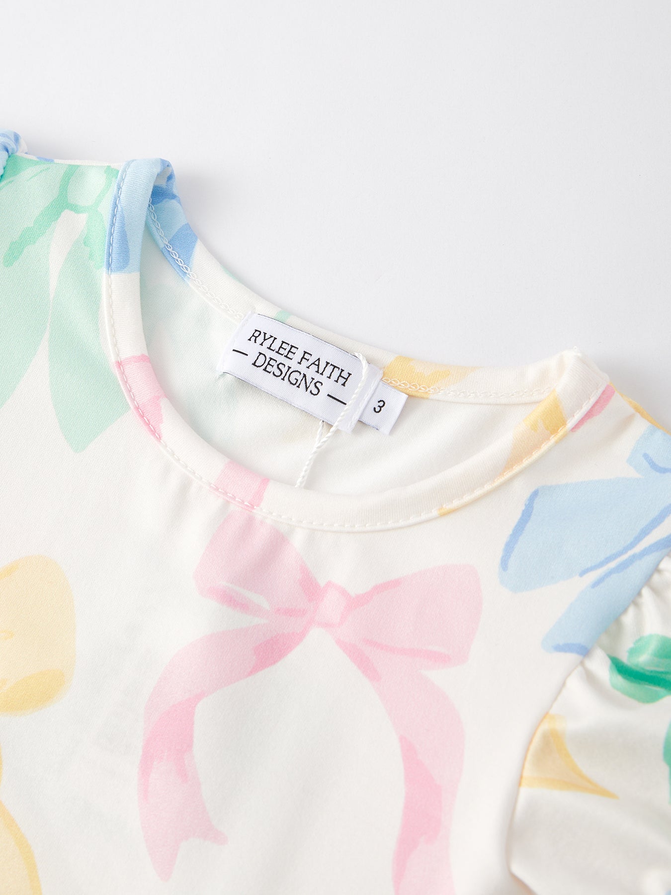 Gianna - Colorful Bow Print Puff Sleeves Dress