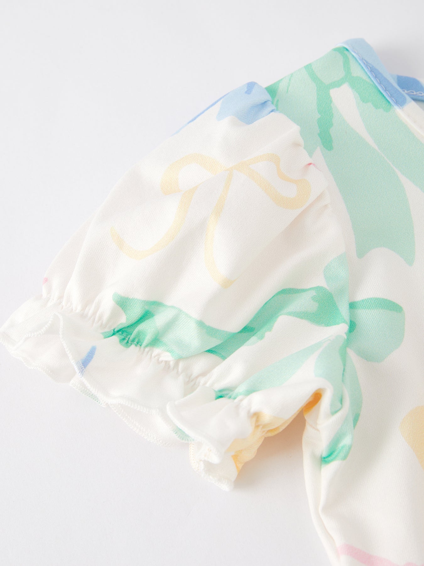Gianna - Colorful Bow Print Puff Sleeves Dress