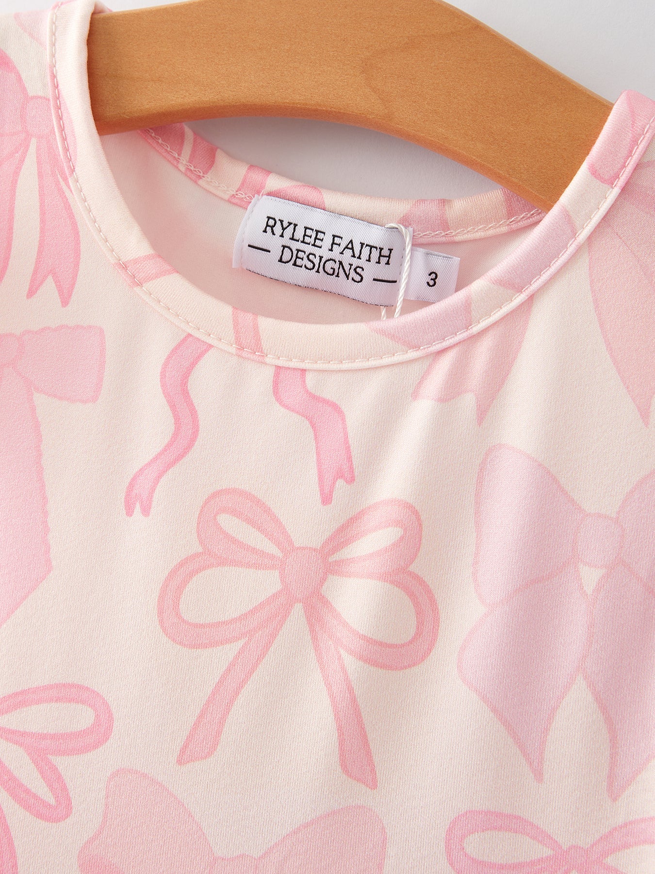 Isla - Pink Bow Print Flying Sleeve Dress