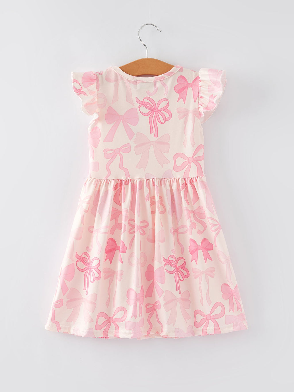 Isla - Pink Bow Print Flying Sleeve Dress