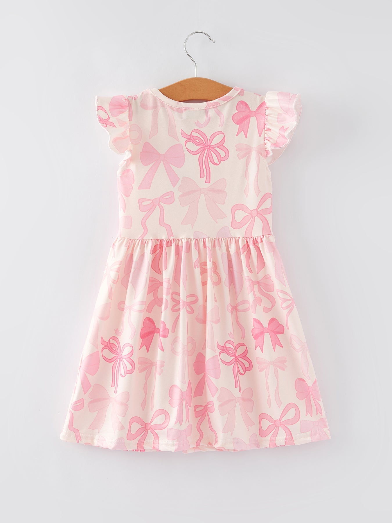 Isla - Pink Bow Print Flying Sleeve Dress