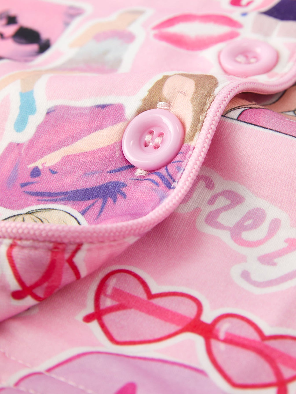 Pajamas - Taylor’s Version (Pink TS Lapel Button Short Sleeve Shorts Pajama Set)
