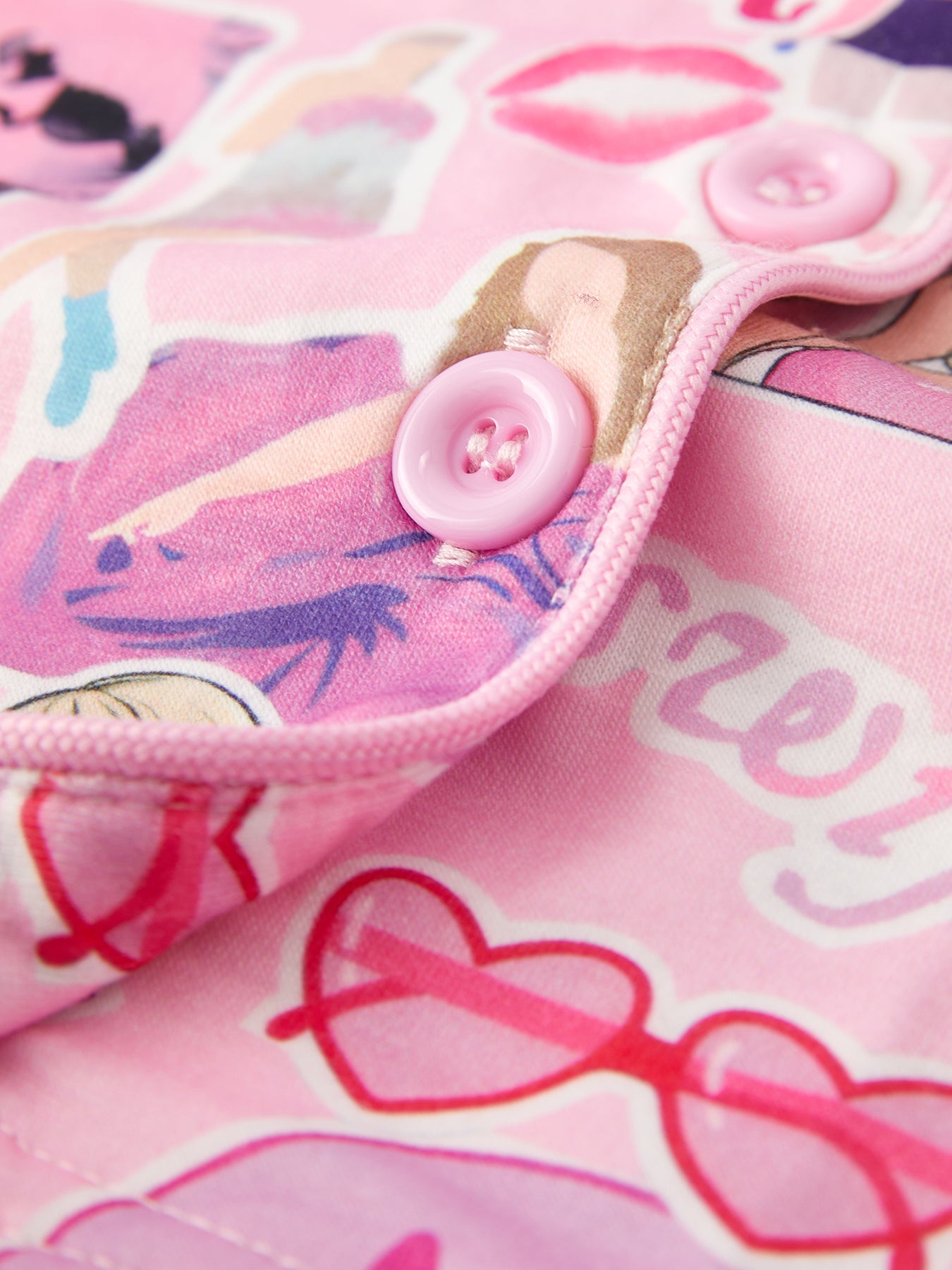 Pajamas - Taylor’s Version (Pink TS Lapel Button Short Sleeve Shorts Pajama Set)