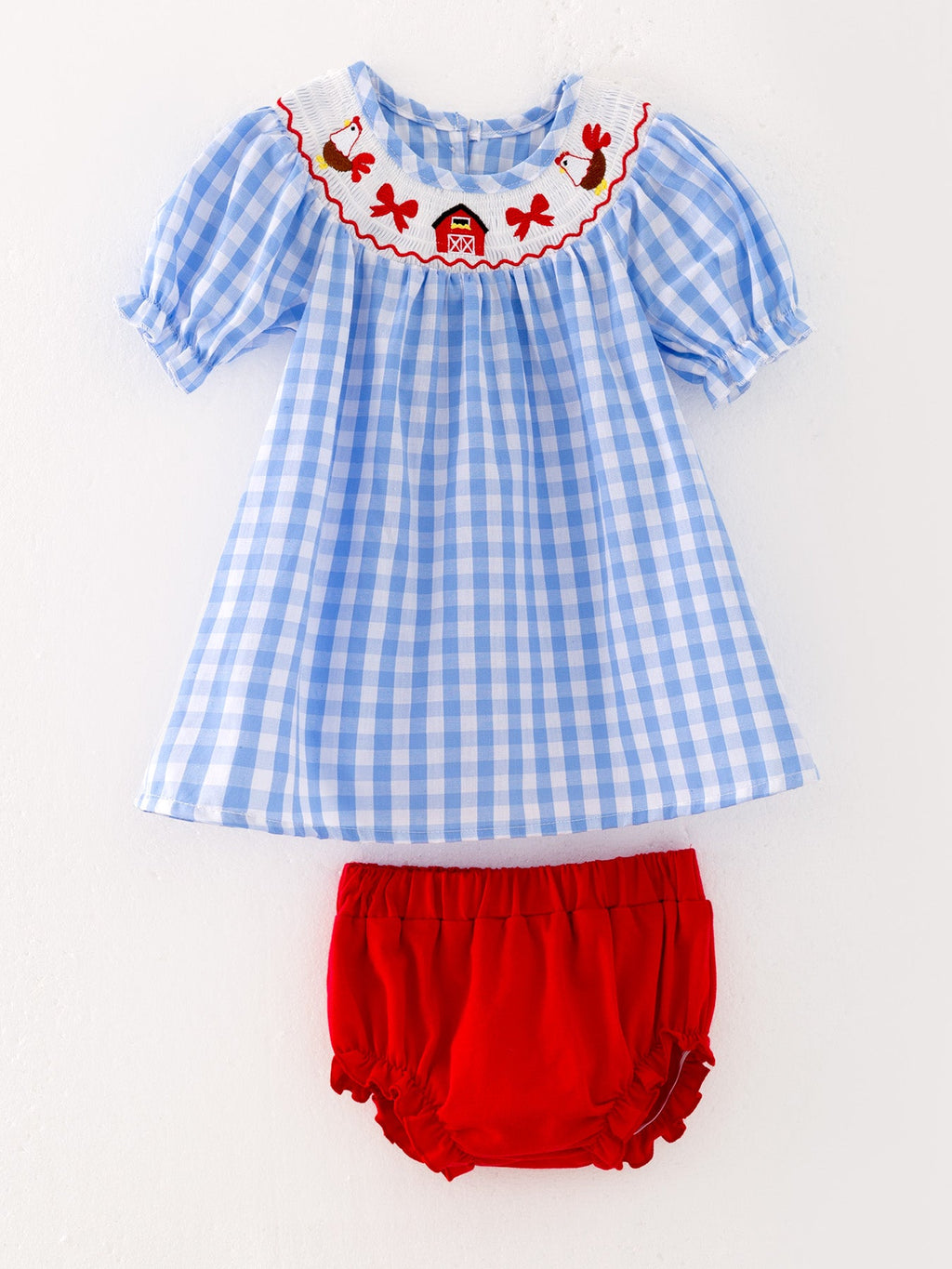 Kira Mini - Farm Embroidered Baby Girl’s Outfit