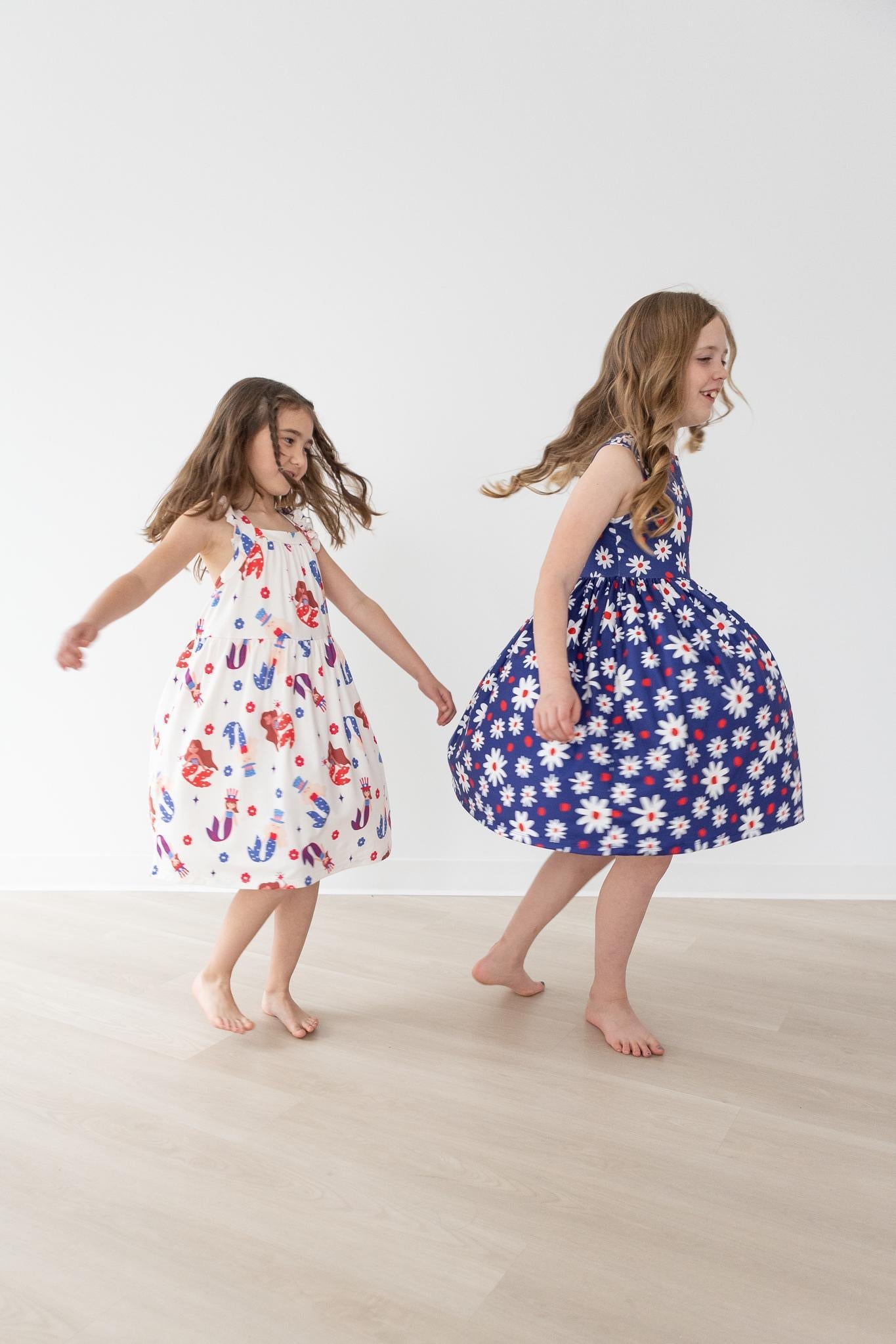 Red White & Blue Daisies Tank Twirl Dress