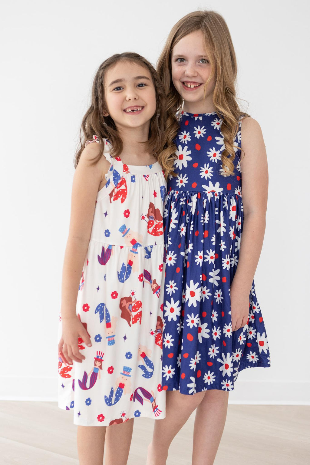 Red White & Blue Daisies Tank Twirl Dress