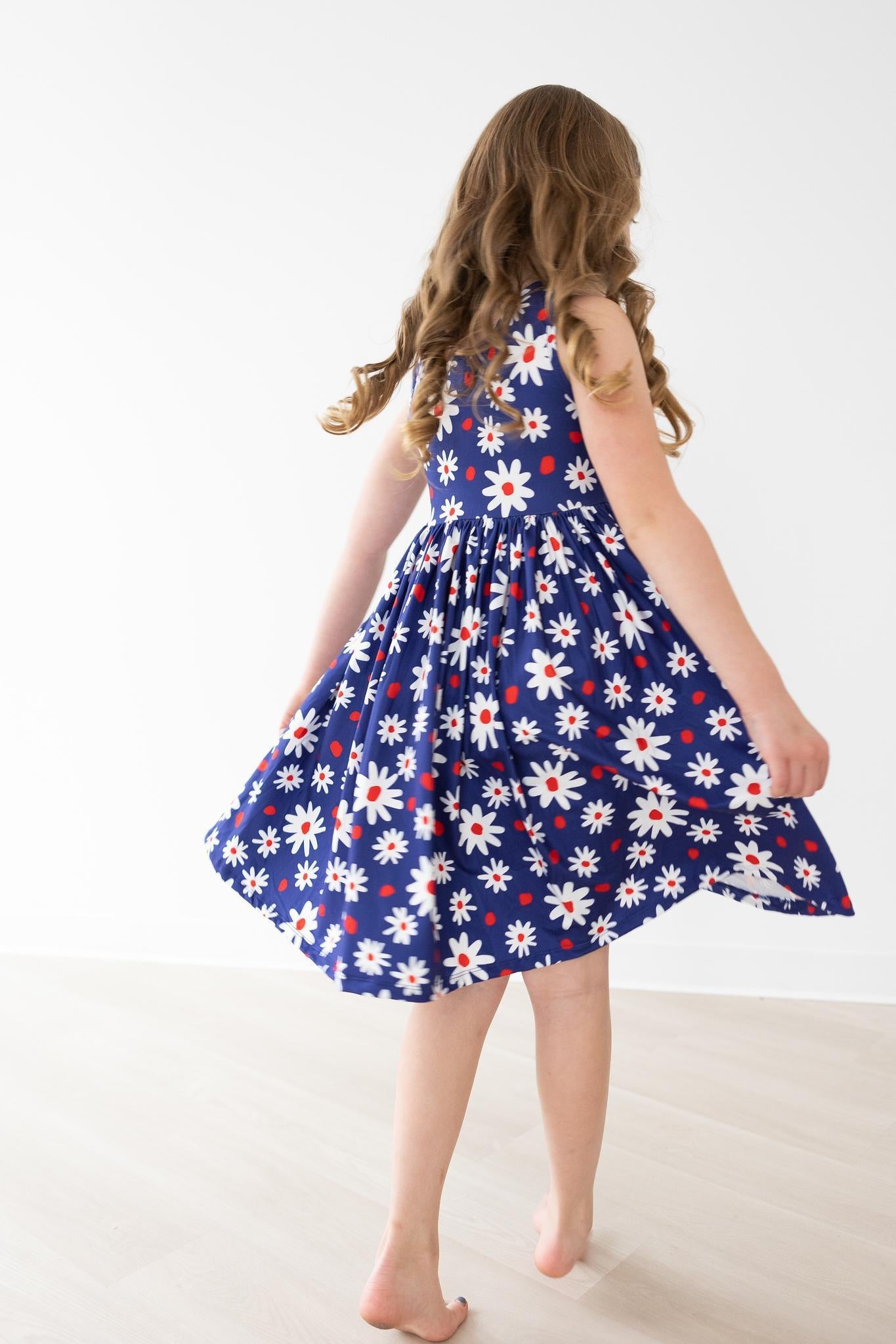 Red White & Blue Daisies Tank Twirl Dress