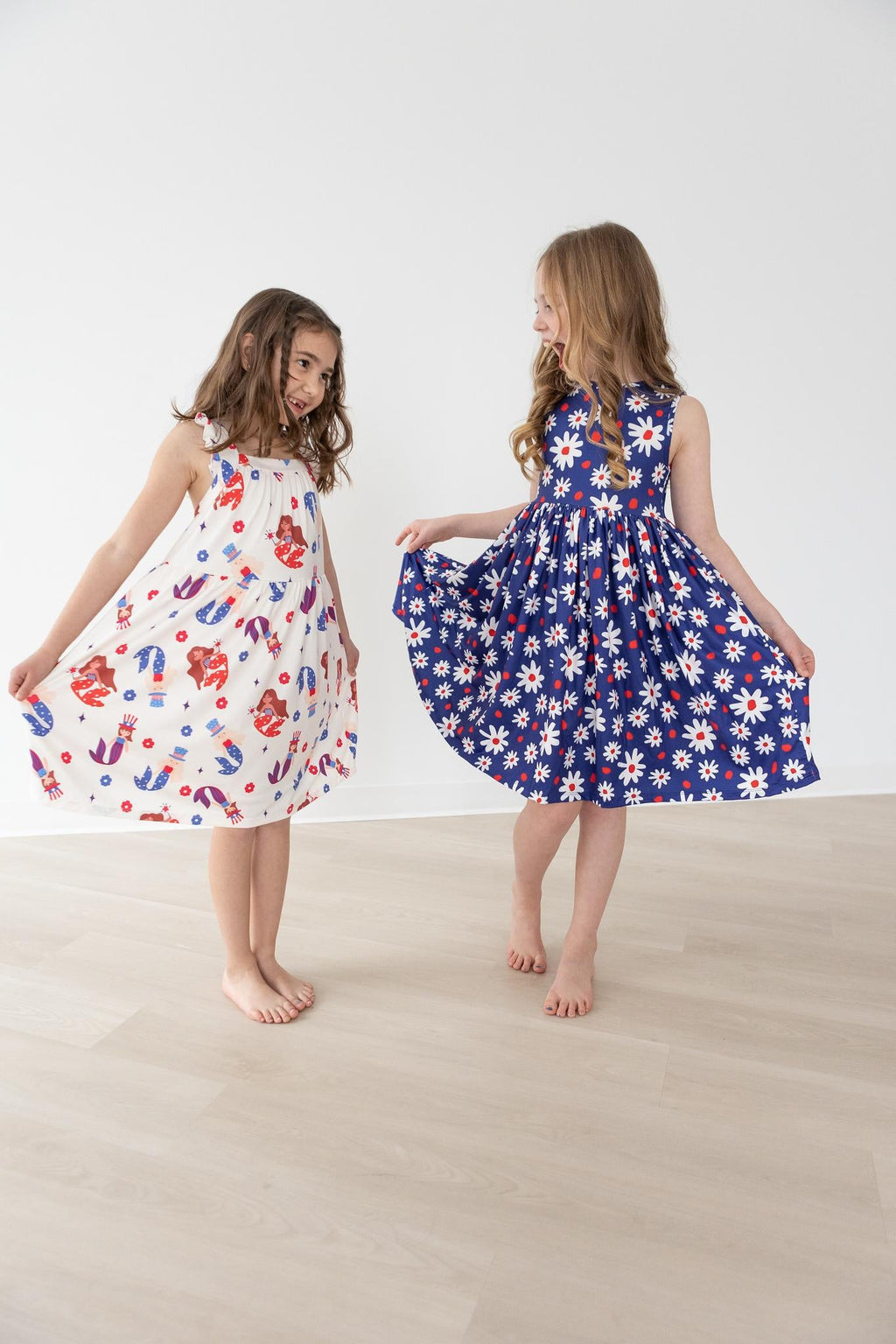 Red White & Blue Daisies Tank Twirl Dress