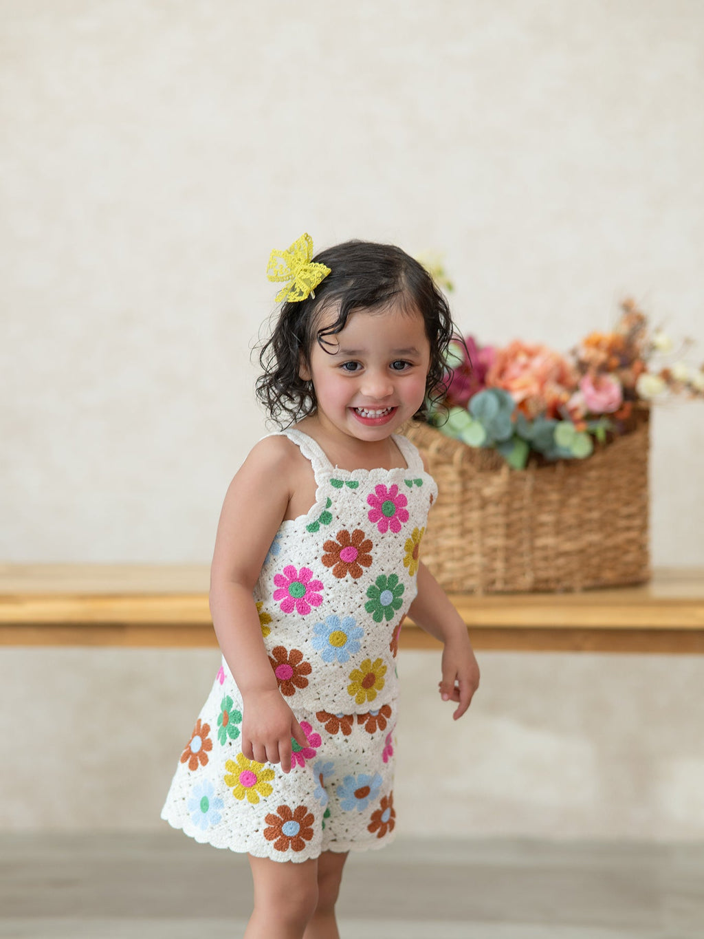 Ava - Crochet-Style Floral Girls’ Set