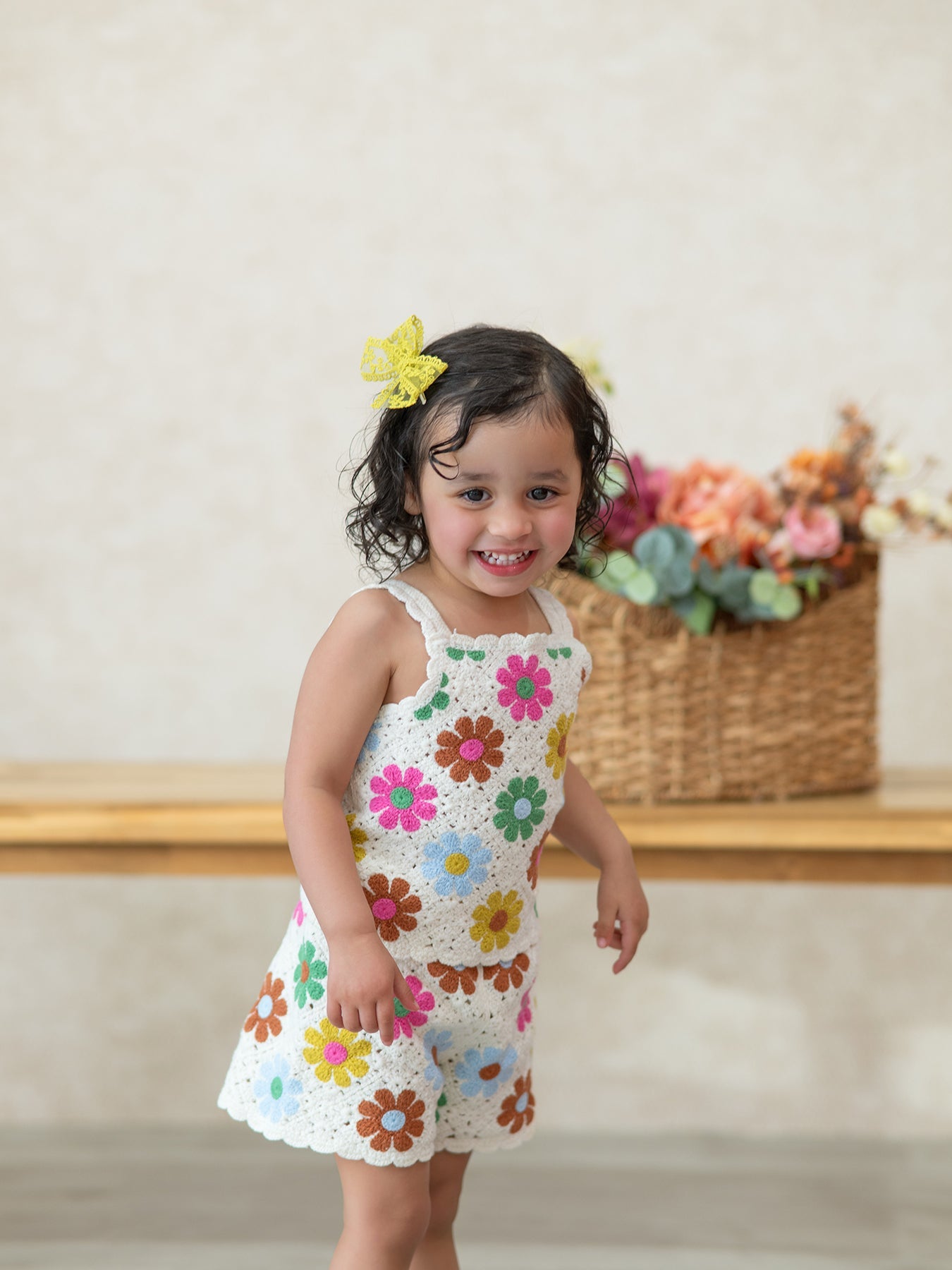 Ava - Crochet-Style Floral Girls’ Set