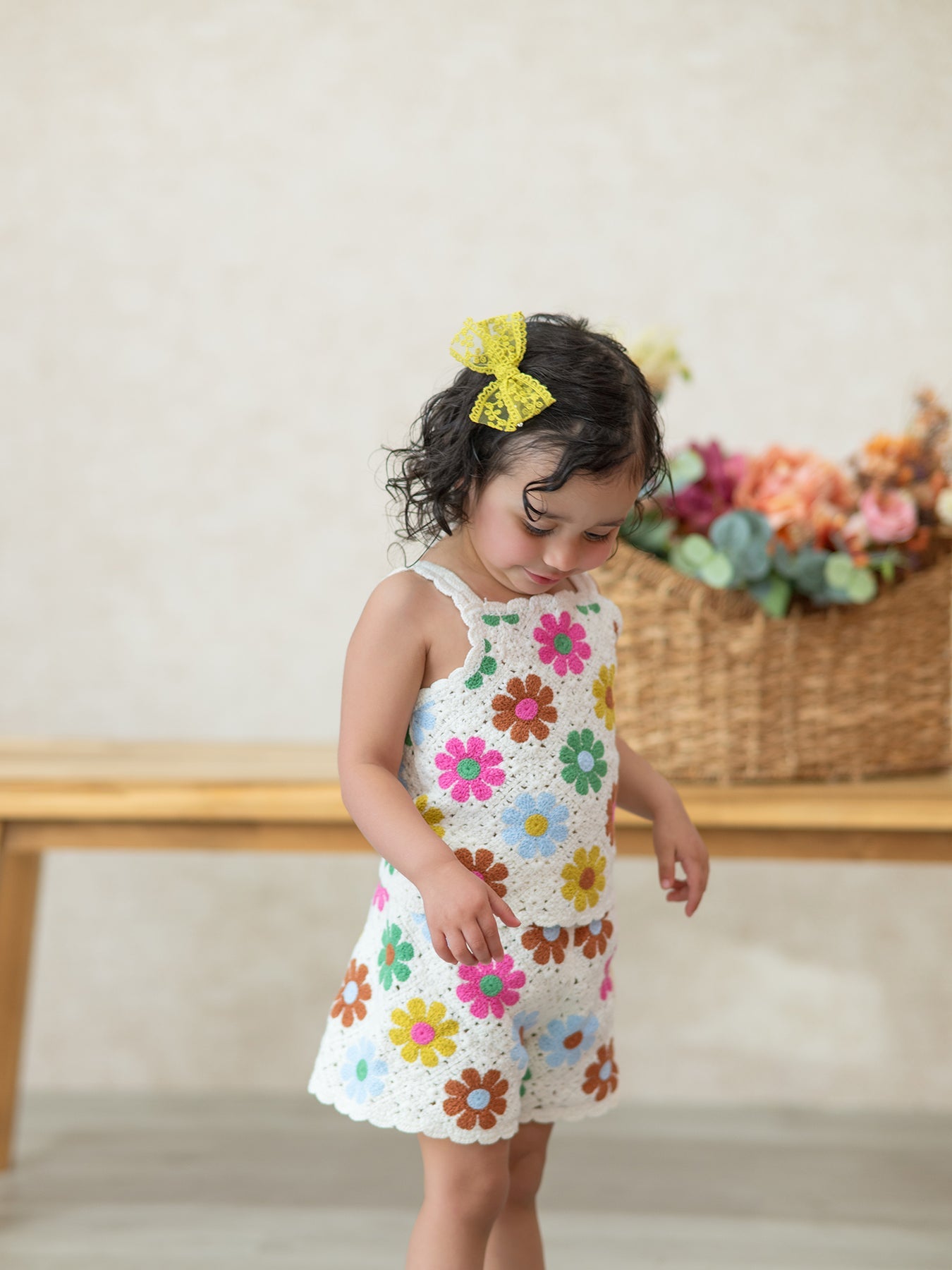 Ava - Crochet-Style Floral Girls’ Set
