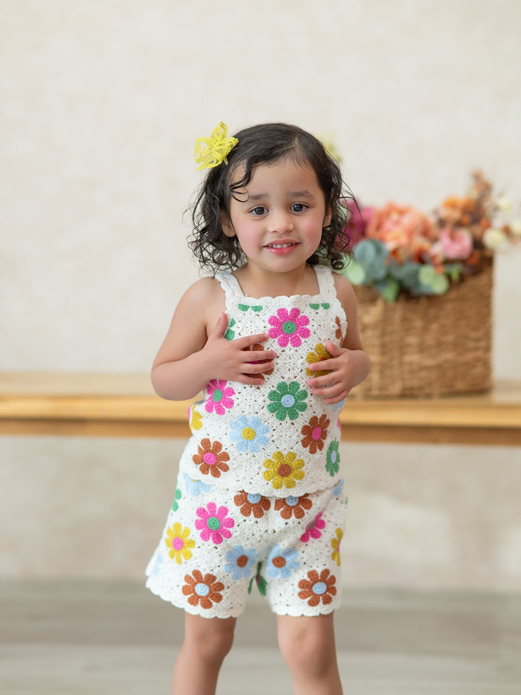 Ava - Crochet-Style Floral Girls’ Set