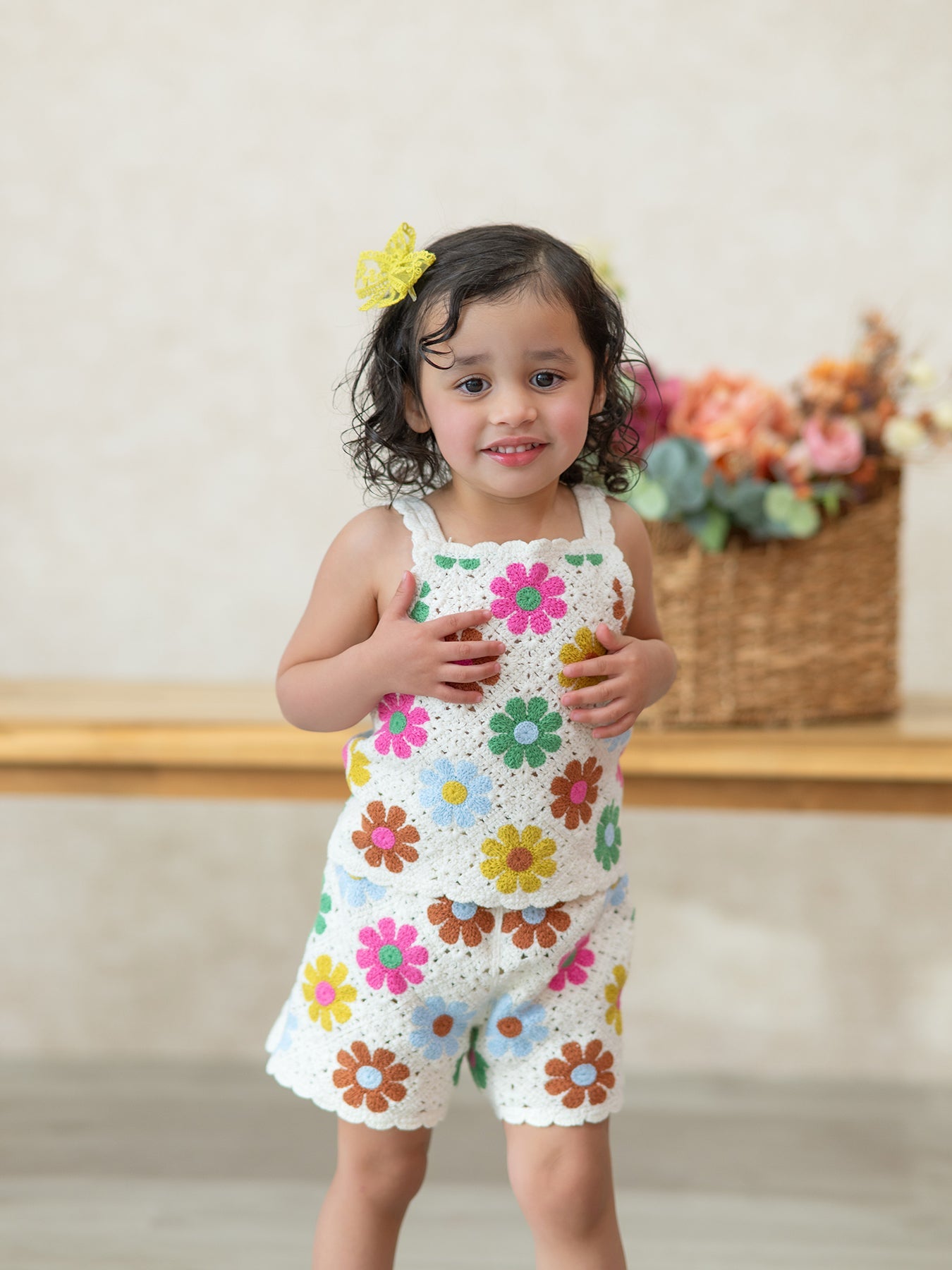 Ava - Crochet-Style Floral Girls’ Set