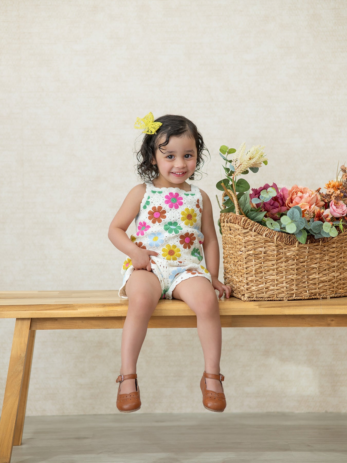 Ava - Crochet-Style Floral Girls’ Set