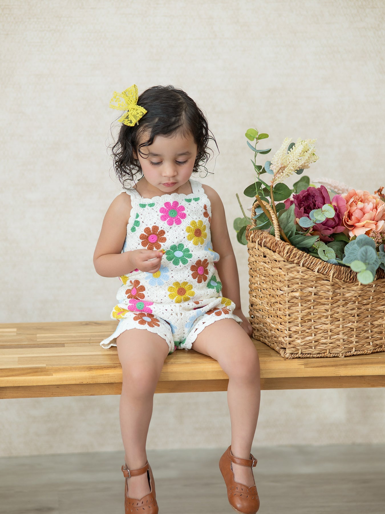 Ava - Crochet-Style Floral Girls’ Set