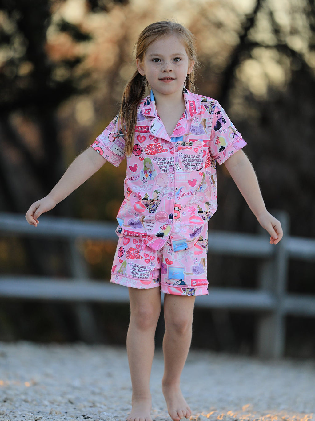 Pajamas - Taylor’s Version (Pink TS Lapel Button Short Sleeve Shorts Pajama Set)