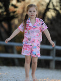 Pajamas - Taylor’s Version (Pink TS Lapel Button Short Sleeve Shorts Pajama Set)