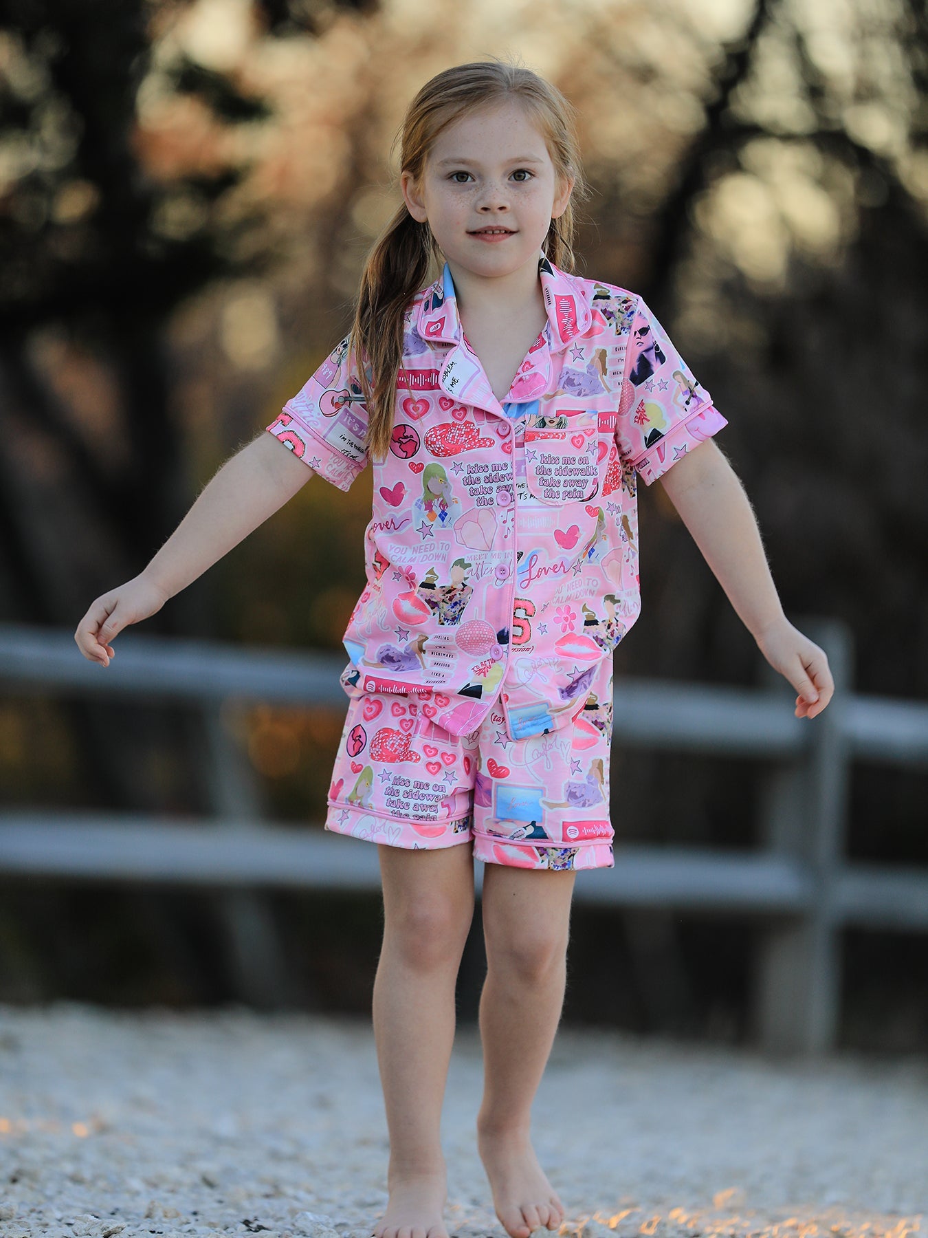 Pajamas - Taylor’s Version (Pink TS Lapel Button Short Sleeve Shorts Pajama Set)