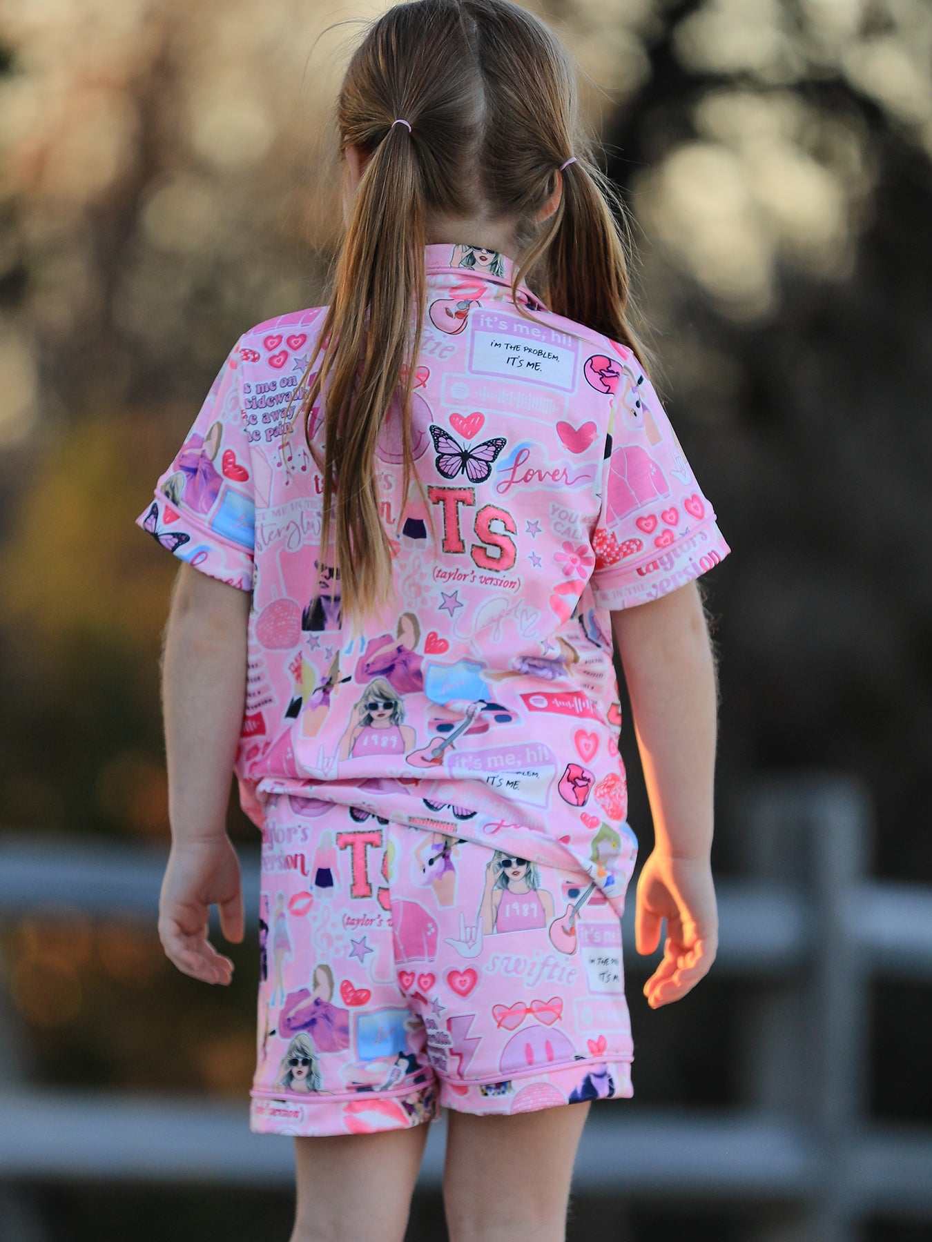 Pajamas - Taylor’s Version (Pink TS Lapel Button Short Sleeve Shorts Pajama Set)