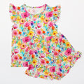 Golden Blooms - Bamboo Flutter Sleeve & Shorts Lounge Set