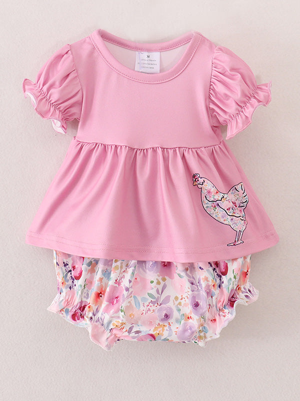 Kira Mini - Pink Baby Girls Farm Short Set