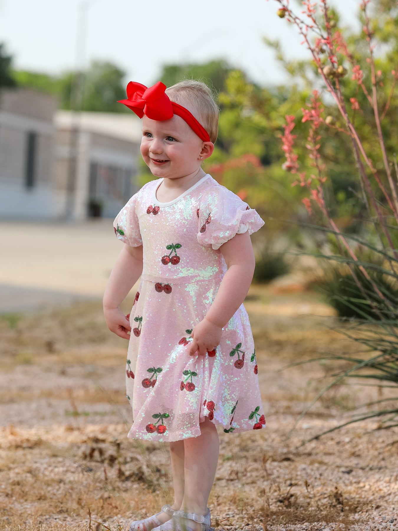 Nina - Girl's Cherry Sequins Dress