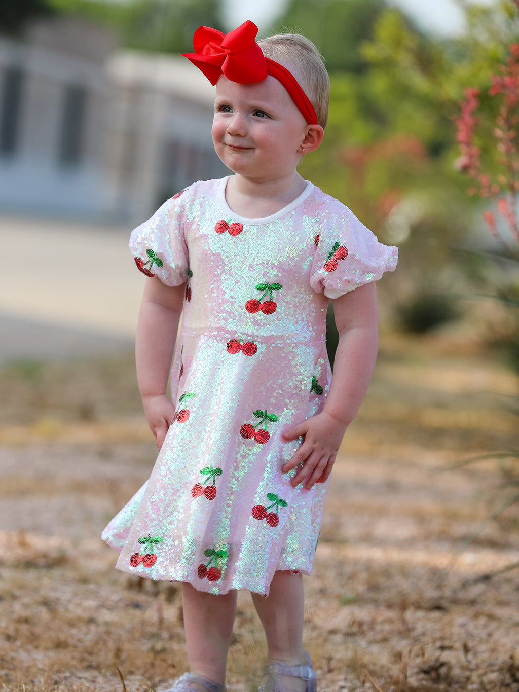 Nina - Girl's Cherry Sequins Dress